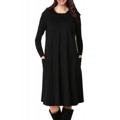 Black Cowl Neck Long Sleeve Jersey Dress - from category Midi Dresses