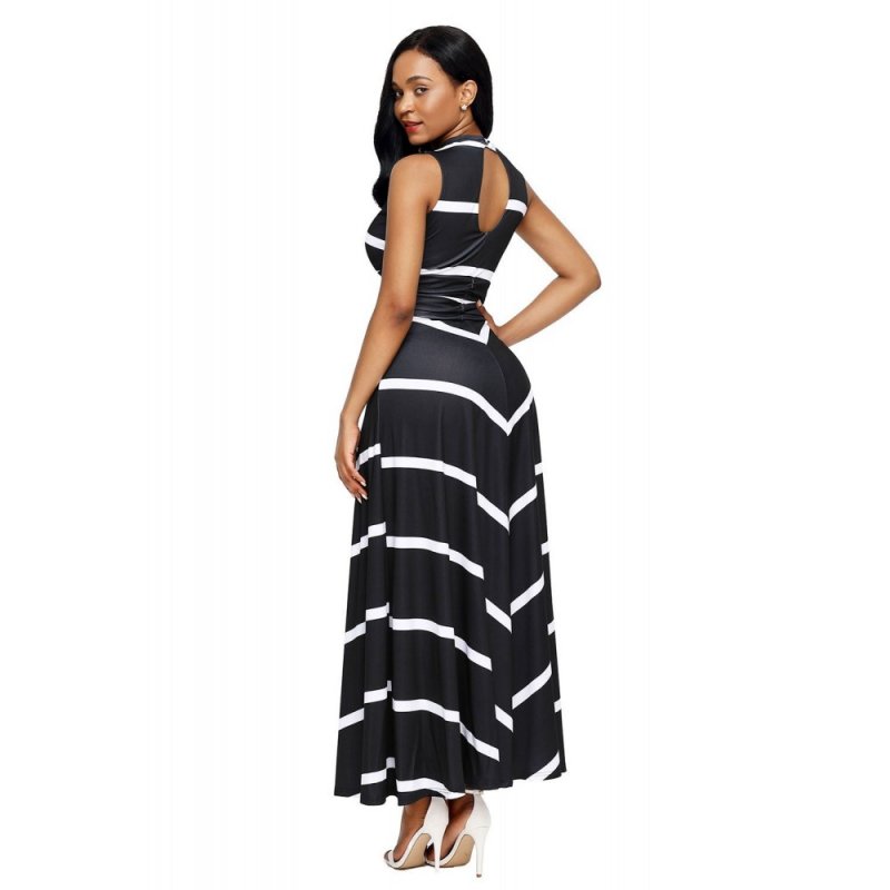 Black V Neck Cut out Back Printed Maxi Dress - from category Maxi Dresses