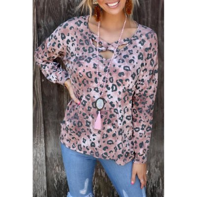 Leopard Crisscross Long Sleeve Top - from category Long Sleeve Tops