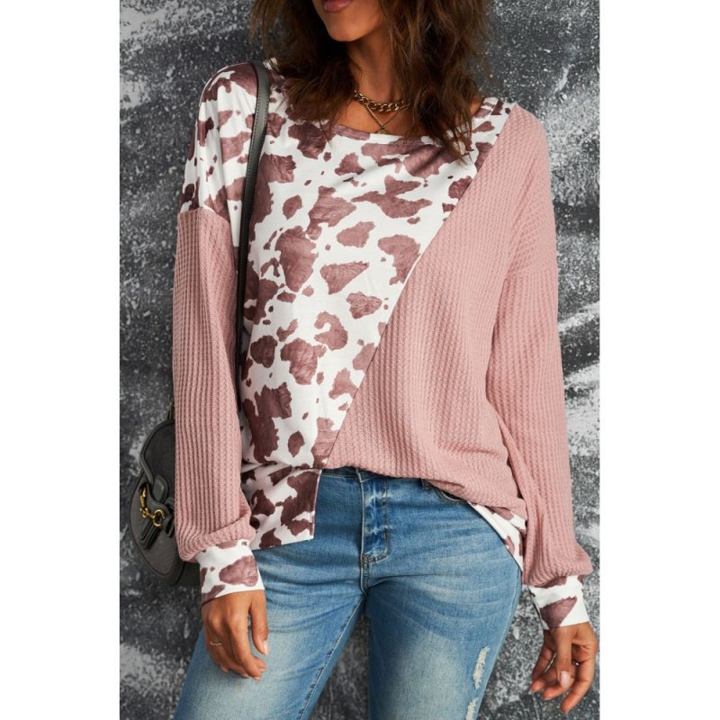 Brown Cow Contrast Asymmetrical Long Sleeve Top - from category Long Sleeve Tops