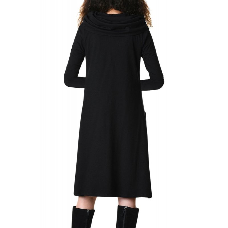 Black Cowl Neck Long Sleeve Jersey Dress - from category Midi Dresses