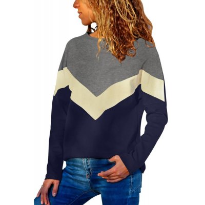 Creamy Chevron Colorblock Long Sleeve Top - from category Long Sleeve Tops