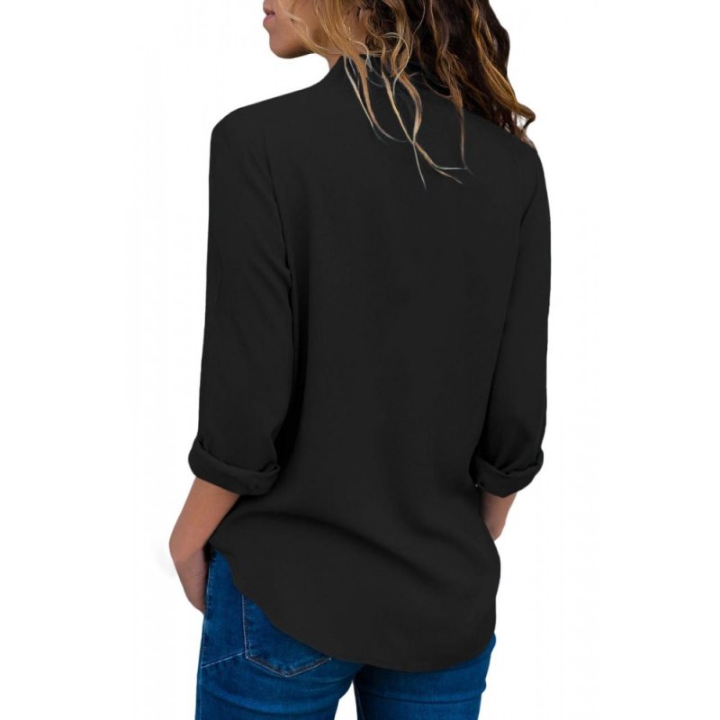 Black Wrap Front Long Sleeve Blouse - from category Long Sleeve Tops