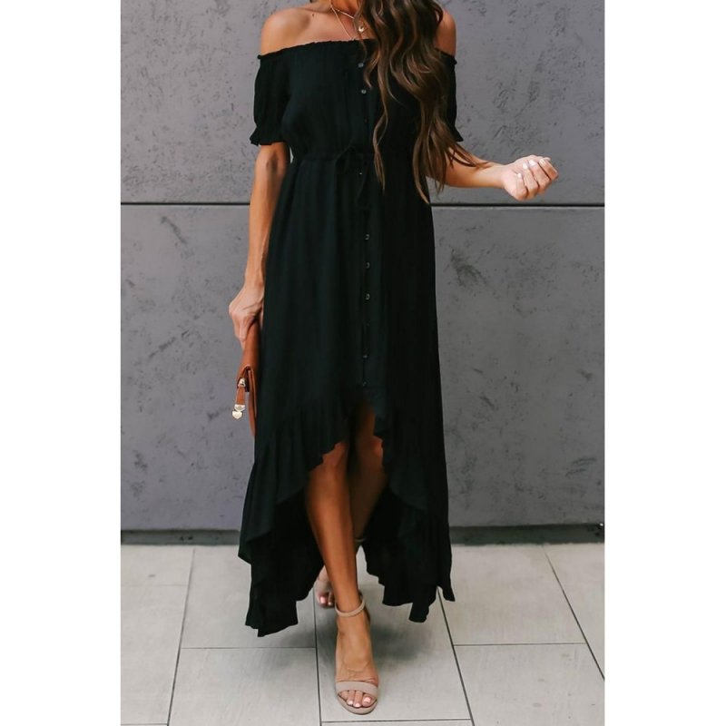 Black Glaze High Low Off The Shoulder Maxi Dress - from category Maxi Dresses