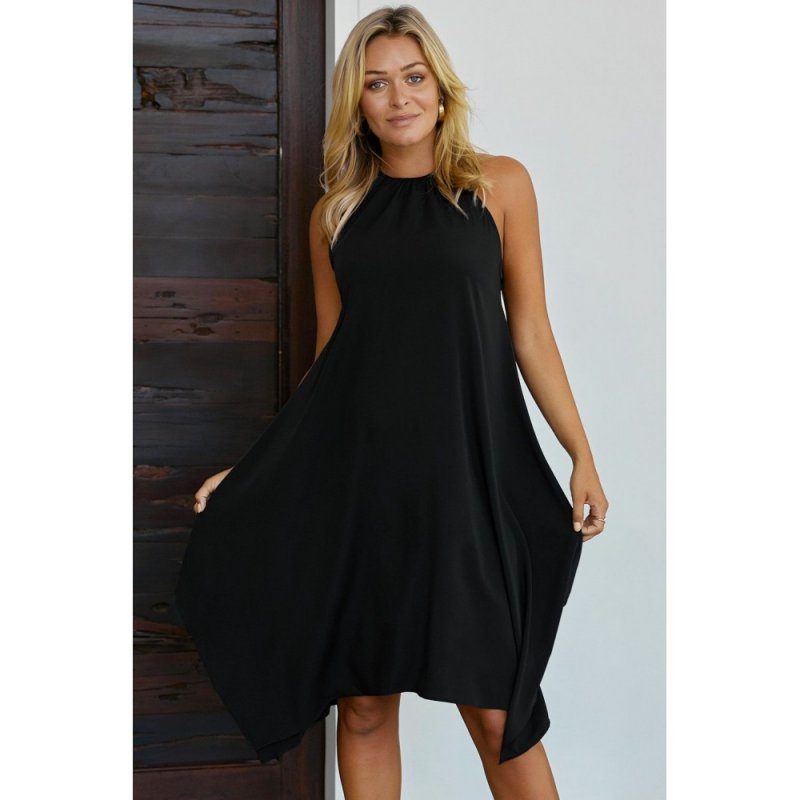 Black Ring The Alarm Luxe Midi Dress